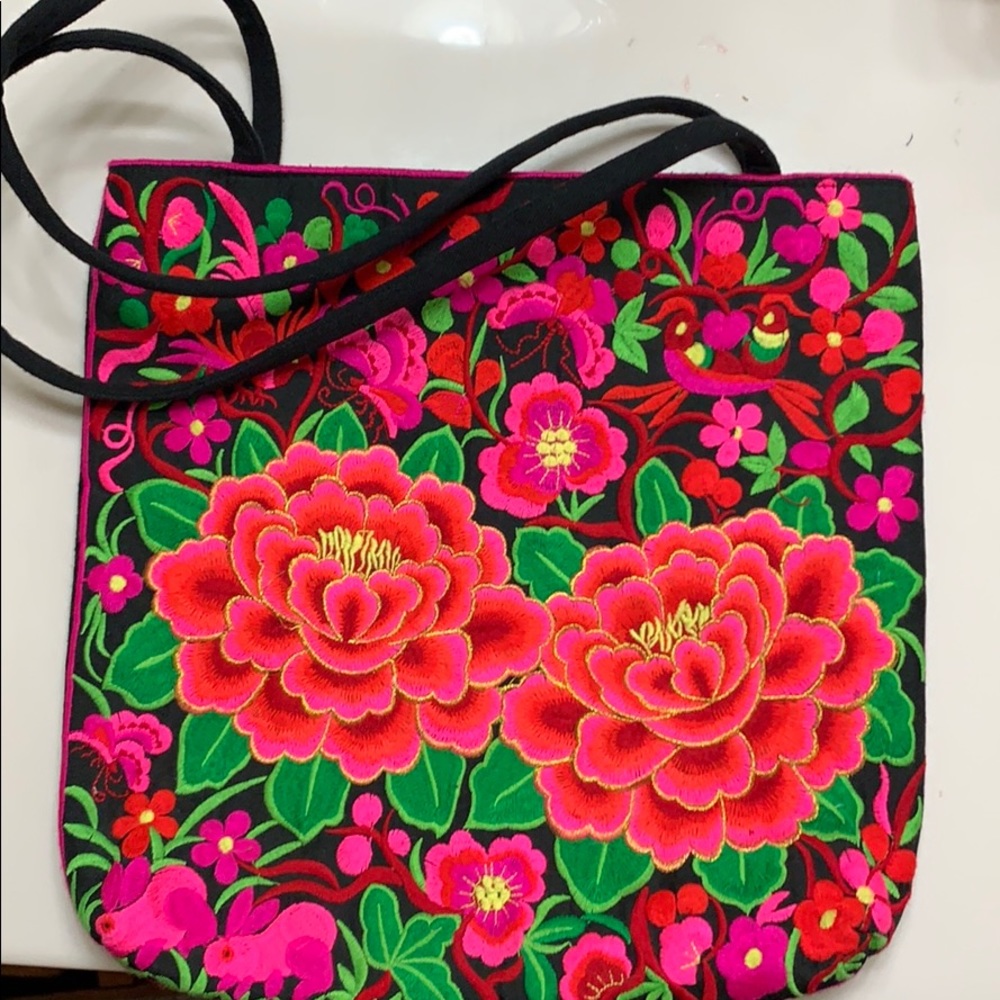 Colorful floral tote